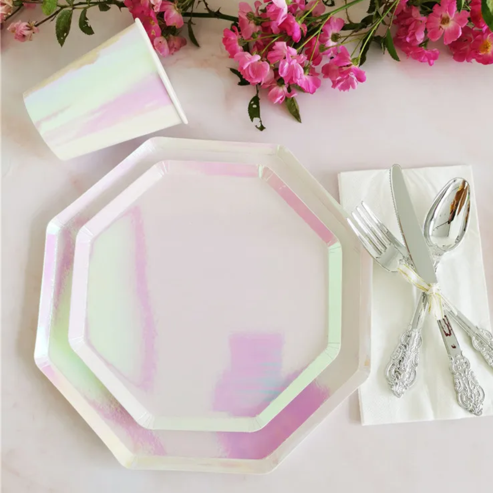 Pink Holographic Tableware Set