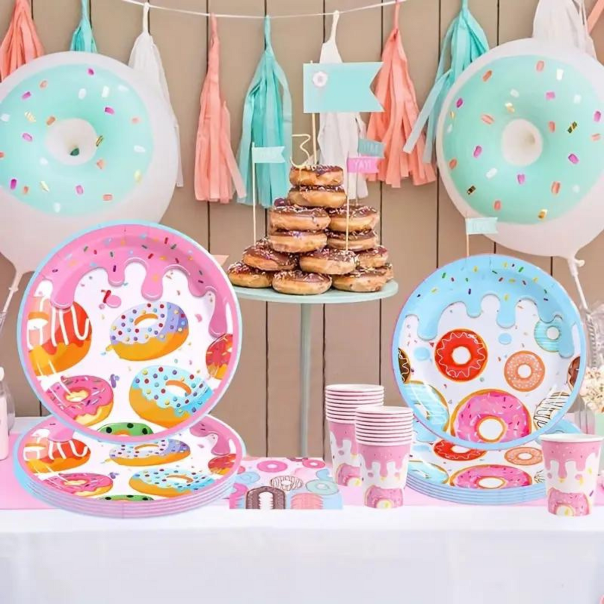 Candy Land Theme Birthday Party 7 Inch Paper Plates Set (Donut)