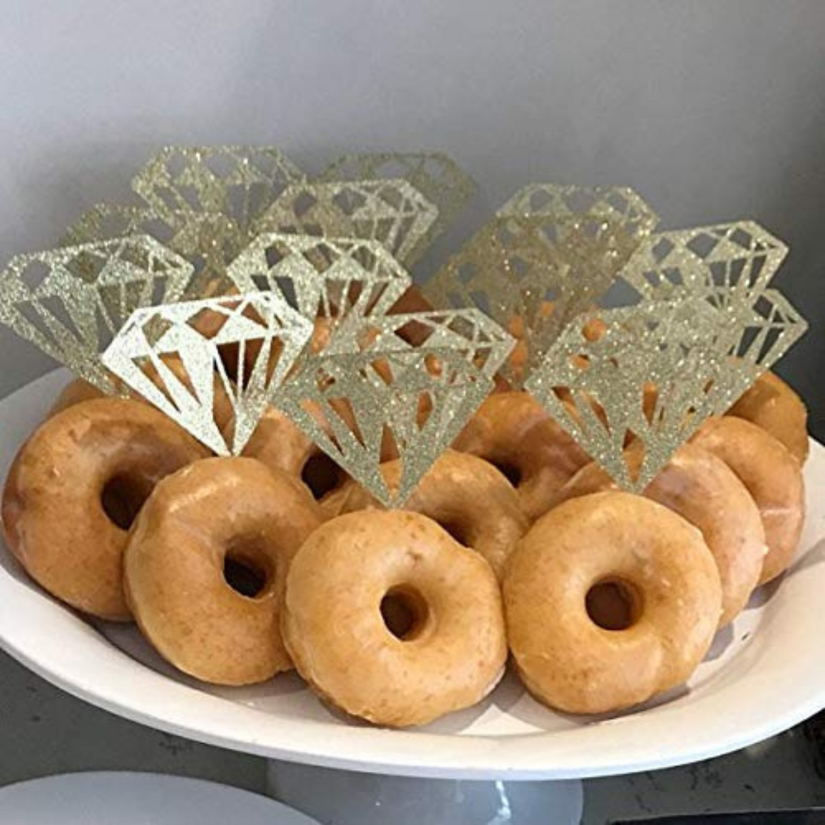 Glittery Gold Diamond Donut Toppers