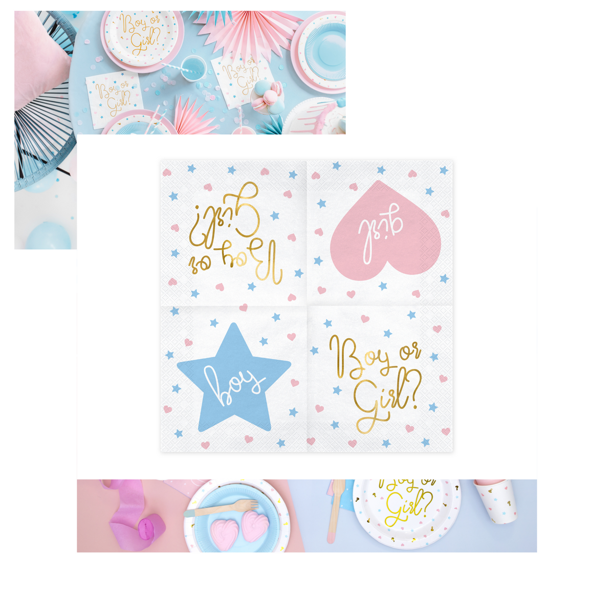 Foil Stamped Paper Napkins Set - Boy or Girl