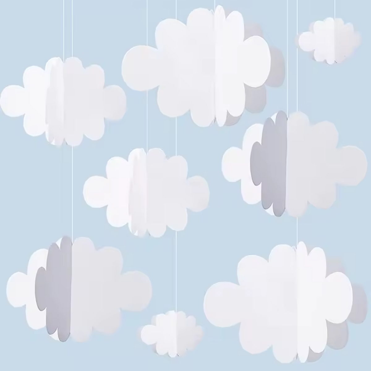 White 3D Clouds Decorations Paper