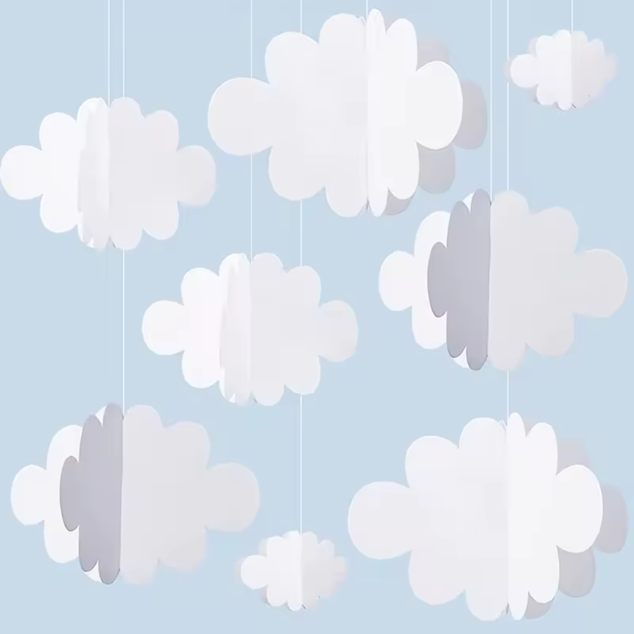 White 3D Clouds Decorations Paper