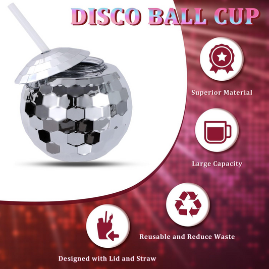 Silver Shiny Disco Ball Party Cup - 1pc