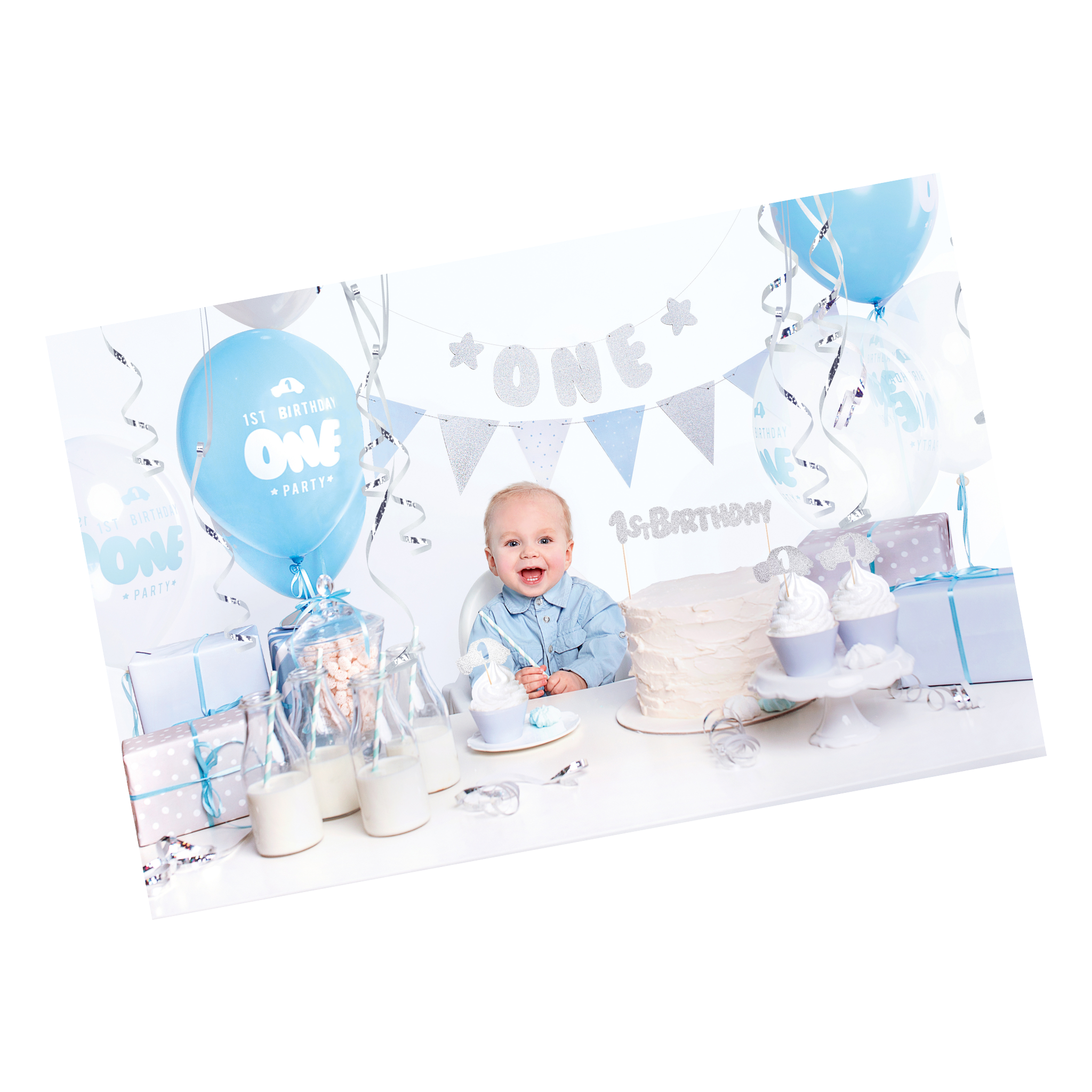 1st Birthday Decorations Set - Blue and Silver Theme
