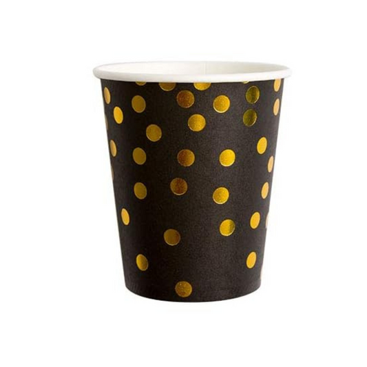 Gold and Black Theme Party Paper Cups Set