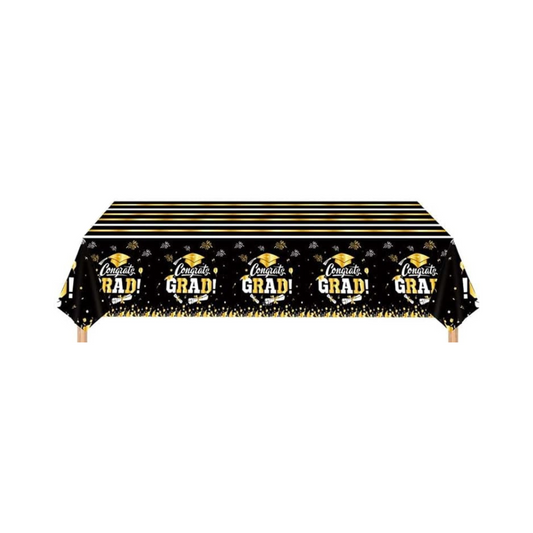 Gold and Black 2024 Graduation Theme Party Table Cover