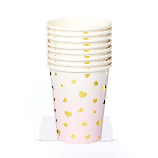 Pink Bride Heart Theme Paper Cups