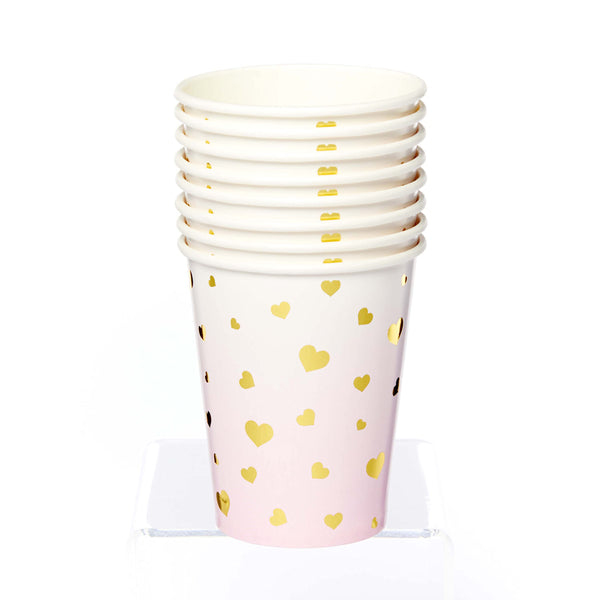Pink Bride Heart Theme Paper Cups