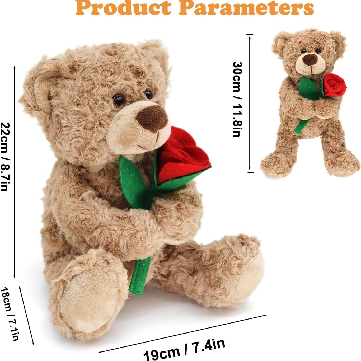 Brown Teddy Bear with Rose Plush Toy 30 Cm