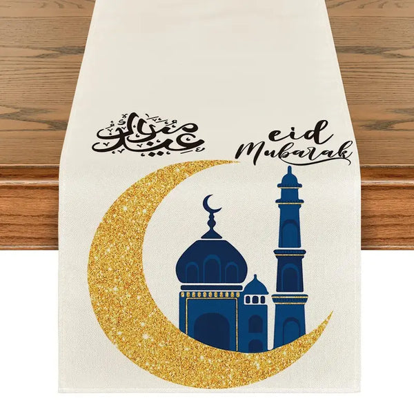 1pc Eid Mubarak Ramadan Table Runner - 183 CM