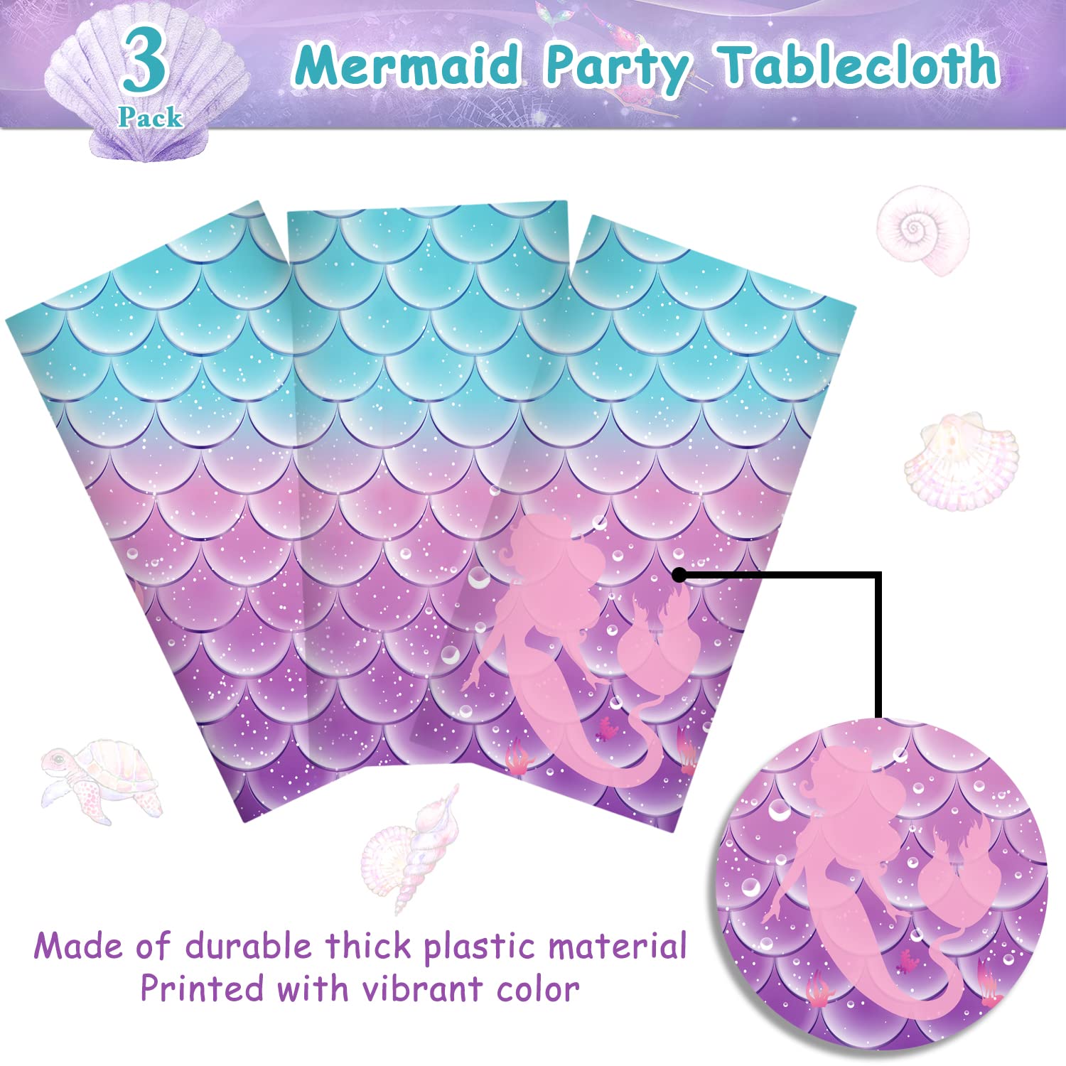 Mermaid Theme Party Table Covers Set
