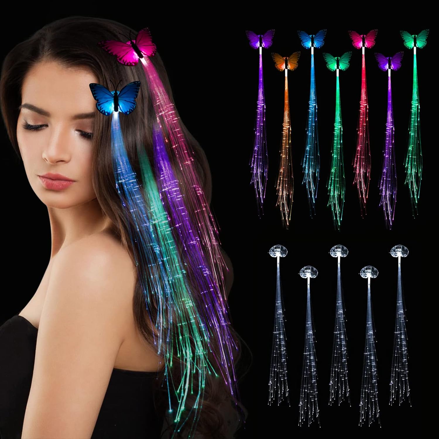 Magical LED Butterfly Clip Hair Extensions