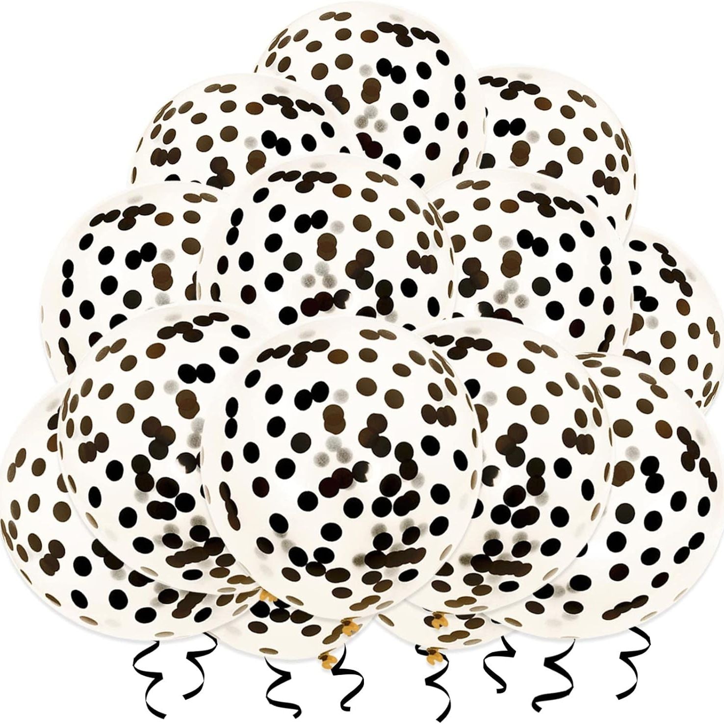 Helium 12 Inch Confetti Balloons (Black)