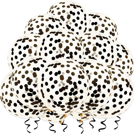 Helium 12 Inch Confetti Balloons (Black)