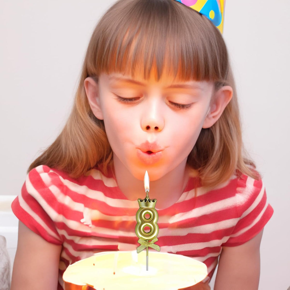 3D Number Candle with Crown Bow
