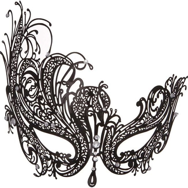 Venetian Black Plated Phoenix Metal Mask Shiny Rhinestone