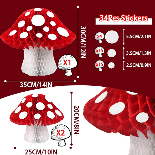 Mushroom Honeycomb Decorations Set