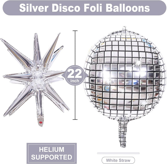 Giant Silver Disco Ball Balloon Set