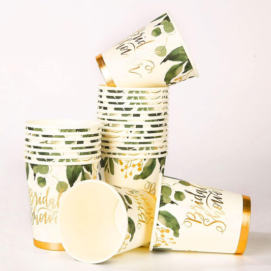 Gold Bridal Shower Decorations Paper Cups Set