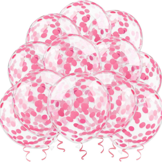 Helium 12 Inch Confetti Balloons (Pink)
