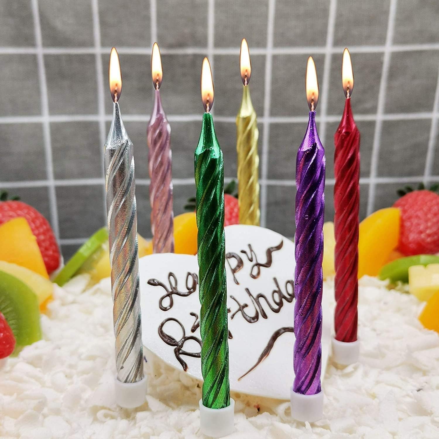 Metallic Spiral Cake Candles