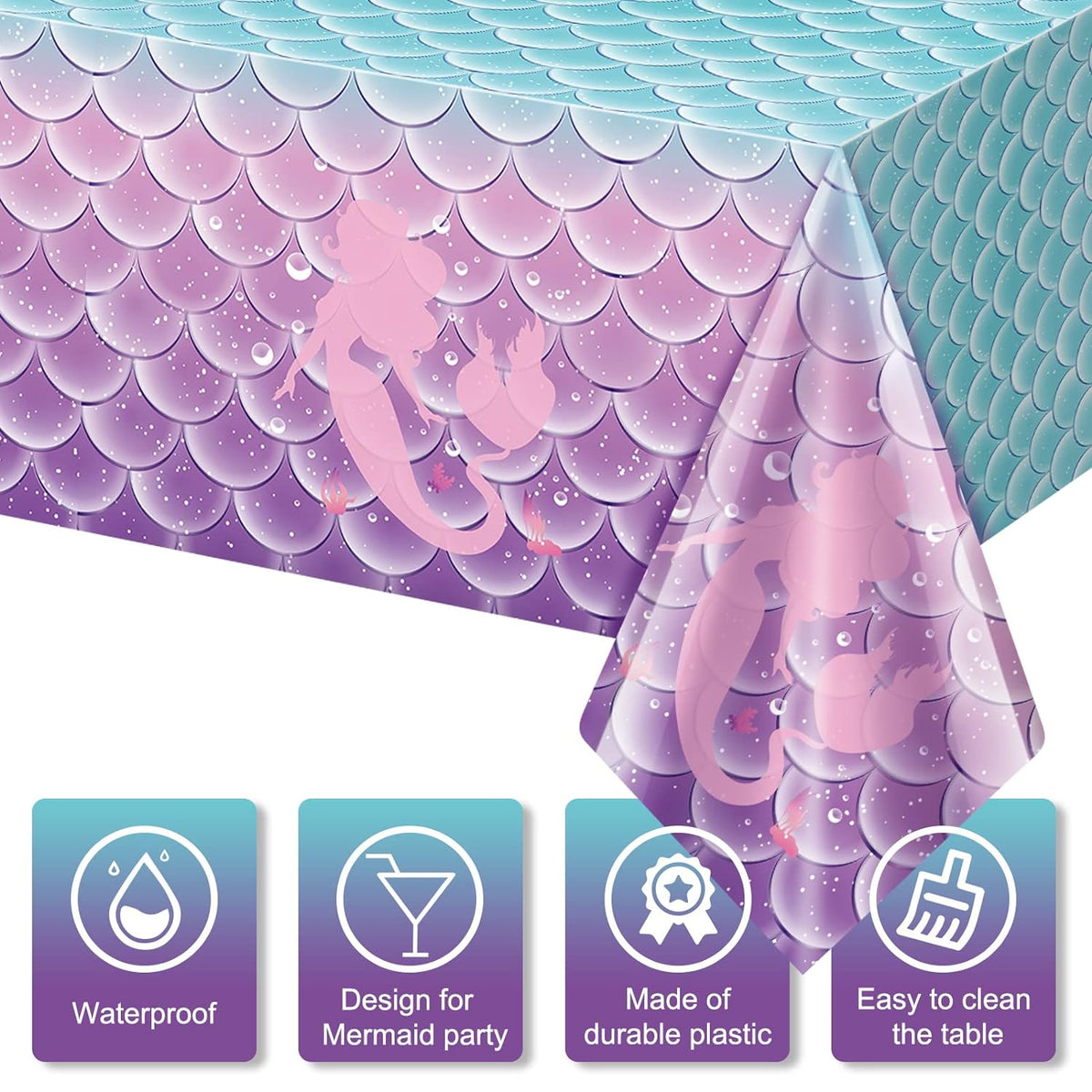 Mermaid Theme Party Table Covers Set