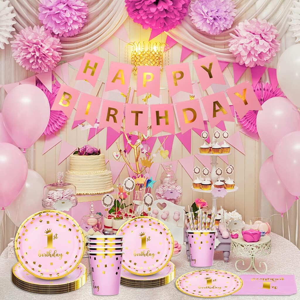 First Birthday Tableware Set - Pink