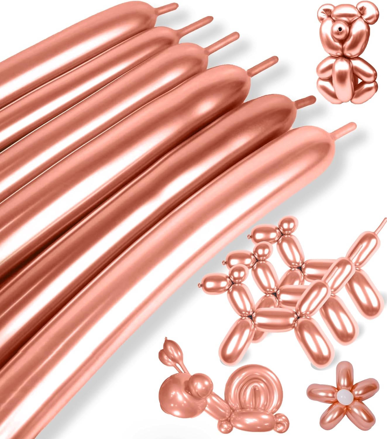 Chrome Long 260 Balloons (Rose Gold)