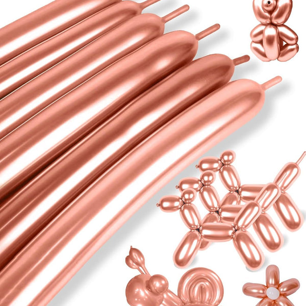 Chrome Long 260 Balloons (Rose Gold)