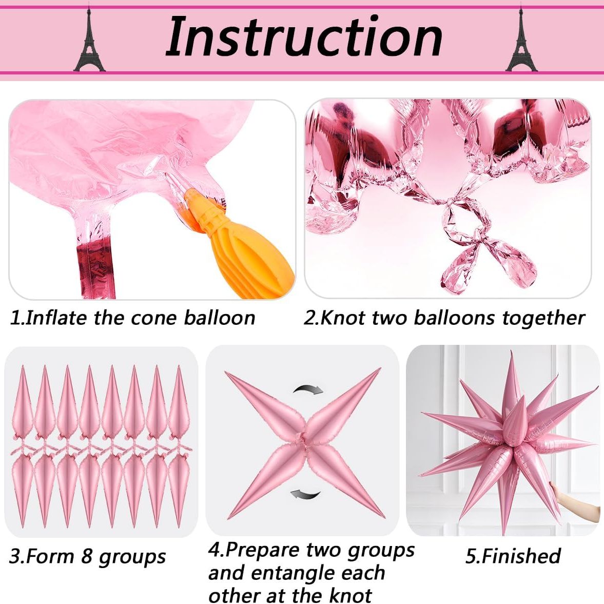 Paris Themed Balloon Garland Kit (Non-Inflated)