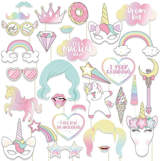Unicorn Party Photo Booth Props Set