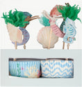 Load image into Gallery viewer, Mermaid Theme Cupcake Toppers Set
