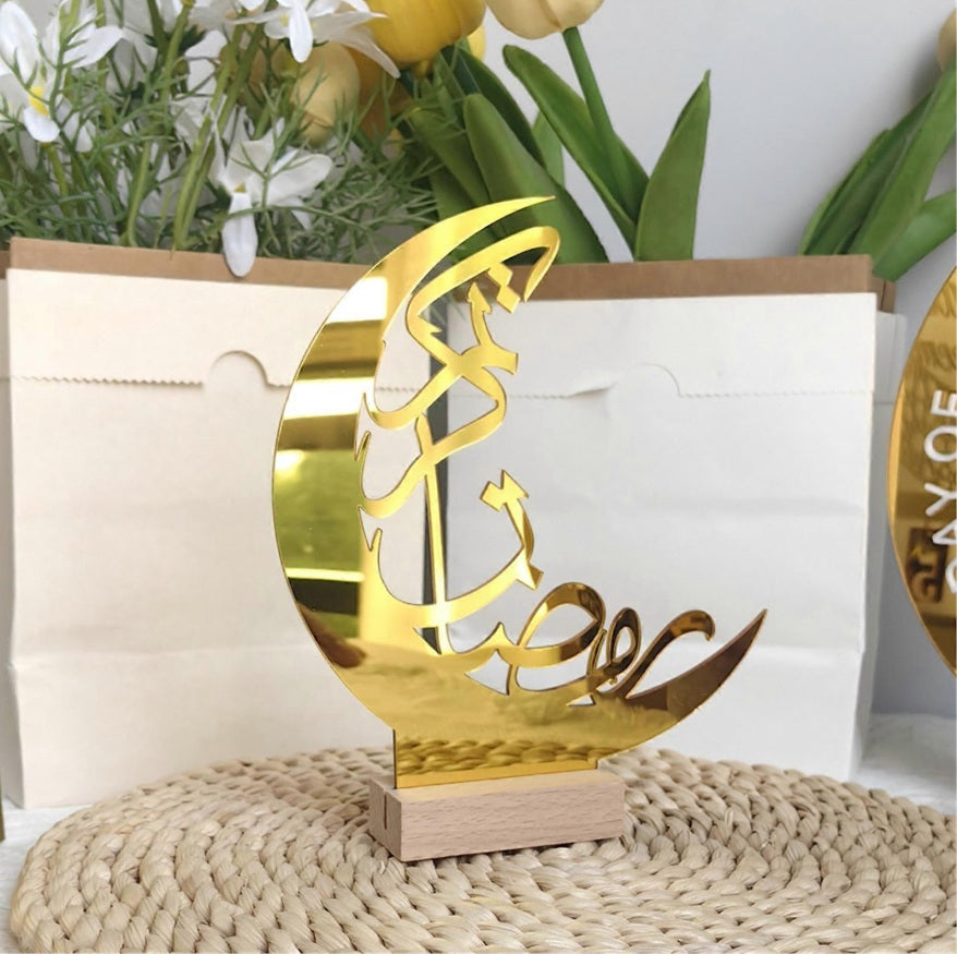 Acrylic Crescents Moon Decoration for Eid and Ramadans Desktop