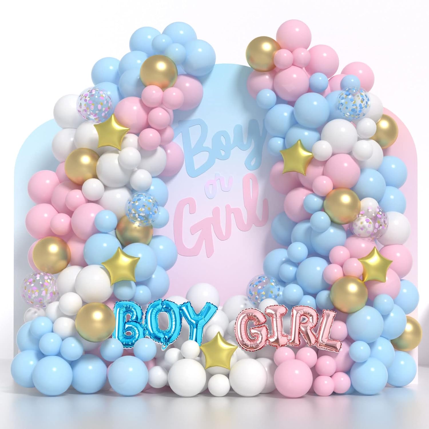 Pink Blue White Gold Balloon Birthday Decorations