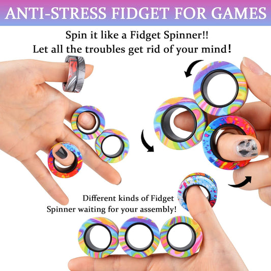 3Pcs Magnetic Rings Fidget Toy Set
