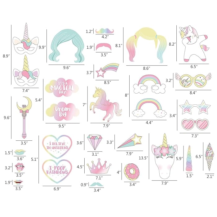 Unicorn Party Photo Booth Props Set