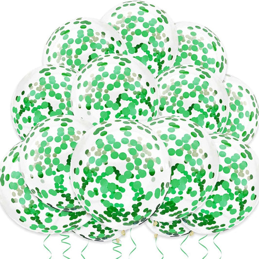 Helium 12 Inch Confetti Balloons (Green)