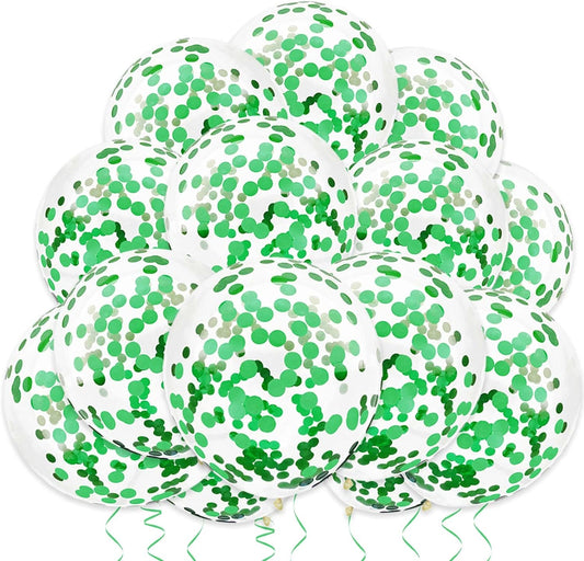 12 Inch Confetti Balloons (Green)