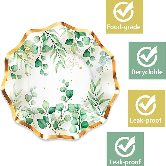 Eucalyptus Leaf 10 Inch Paper Plates Set