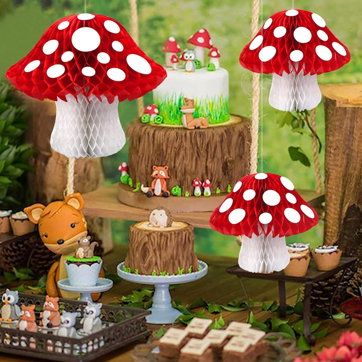 Mushroom Honeycomb Decorations Set