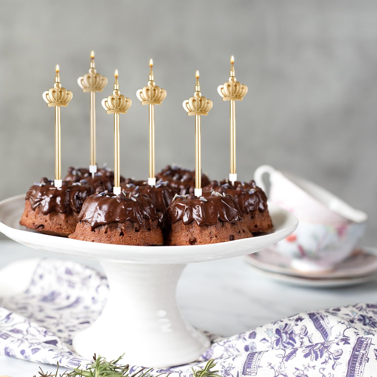 Gold Crown Cake Candles Set