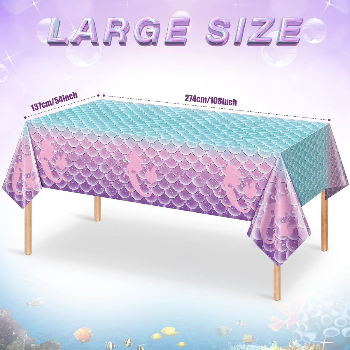 Mermaid Theme Party Table Covers Set