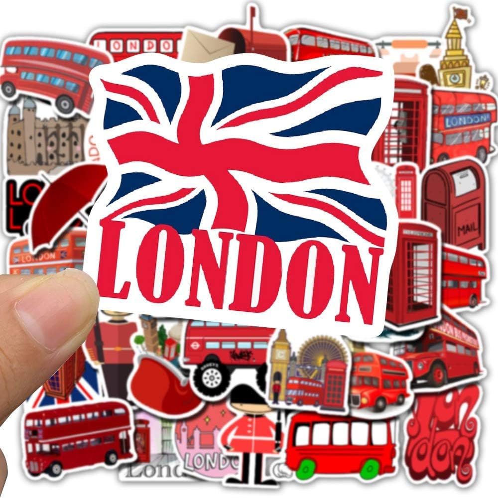 London Red Bus Theme Stickers Set