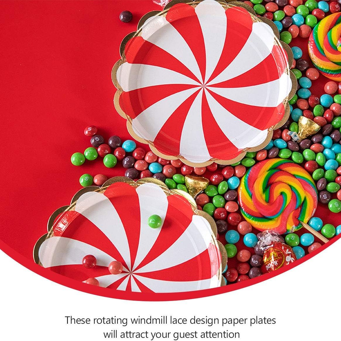 Red Swirl 7 Inch Paper Plates Set