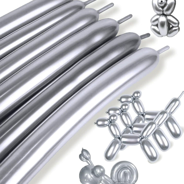 Chrome Long 260 Balloons (Silver)