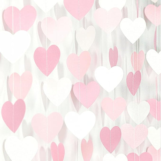 Pink-White Party-Decorations Heart-Garland 4 m Long