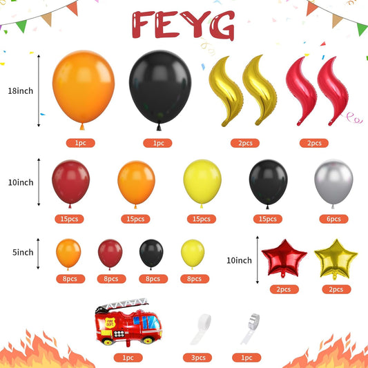 Fire Truck Birthday Party Balloons Garland
