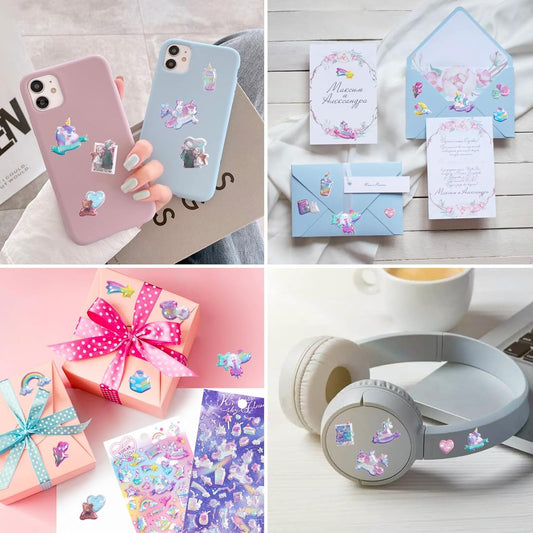 3D Puffy Unicorns Rainbow Stickers for Girls Kids