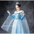 Load image into Gallery viewer, Snow Queen Elsa Dress Velvet Collar Light Blue Dress
