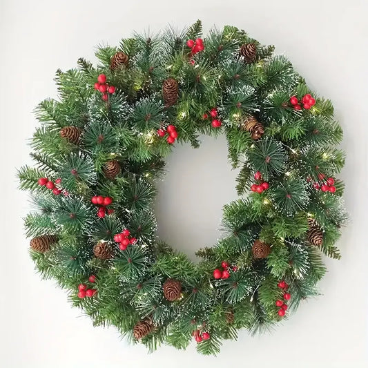 Christmas Pre-Lit Door Wreath 40cm